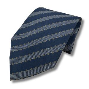 GIORGIO ARMANI - Men’s Silk Stripe Patterned Tie, Made in Italy, Blue/ Grey
